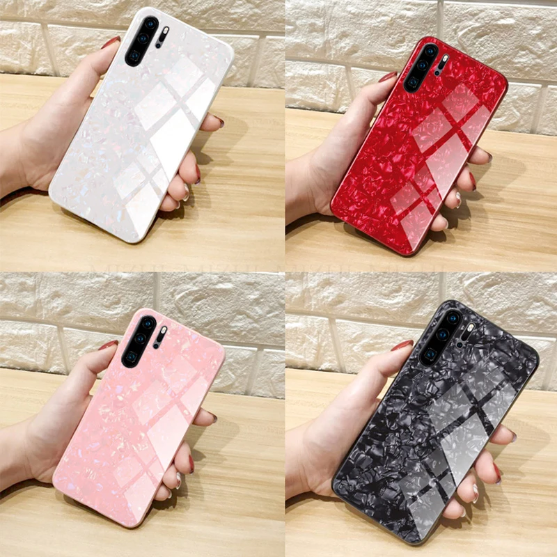 Tempered Glass Conch Shell Phone Case For huawei p30 Cover On For huawei p30 pro p 30 lite light p30pro 30pro Funda Coque capa