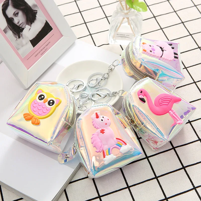

Animal Print Laser Small Bag Holographic Women PVC Coin Purses Fashion Clear Jelly Handbag Girls Coin Card Holder For Kids Purse