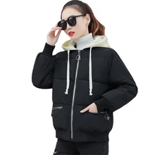 Модная Новая женская зимняя куртка с капюшоном, верхняя одежда, пальто, женская короткая парка, Женская куртка, Inverno, с хлопковой подкладкой