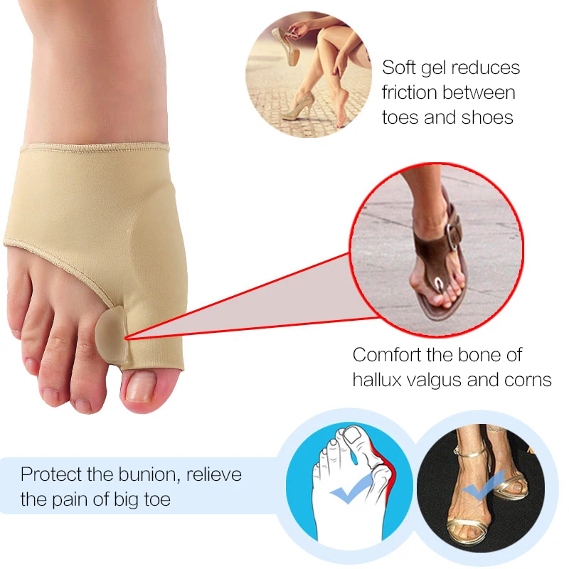 2pcs=1pair Toe Separator Hallux Valgus Bunion Corrector Orthotics Feet Bone Thumb Adjuster Pedicure Sock Foot Care Tool Pedicure