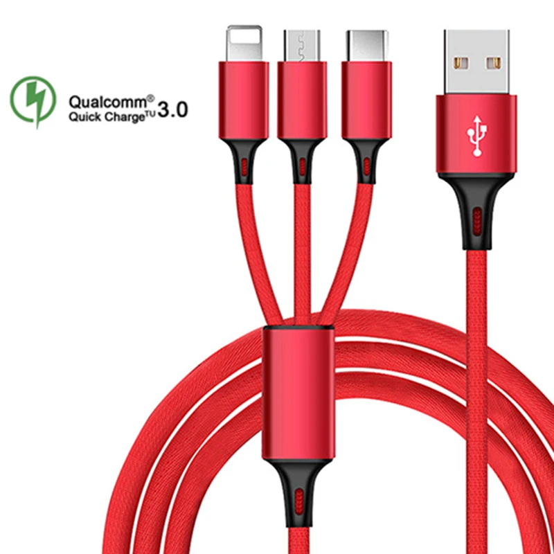 

Usb Cable 3 in 1 For samsung xiaomi iPhone XS Max XR X 8 8P Charging Charger Micro USB Cable For Mobile Phone USB Type-c Cable