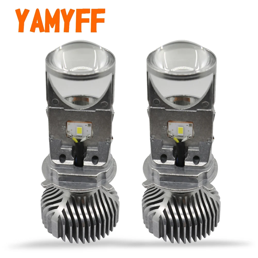 

YAMYFF Mini Projector Lens Car Hi/lo Beam Headlamp H4 Motor light LED 12V Motorcycle Headlight Bulb 6000K