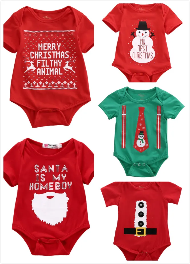 

Christmas Cute Newborn Infant Kids Baby Boy Girls Romper Short Sleeve Jumpsuit Outfits Xmas Gifts