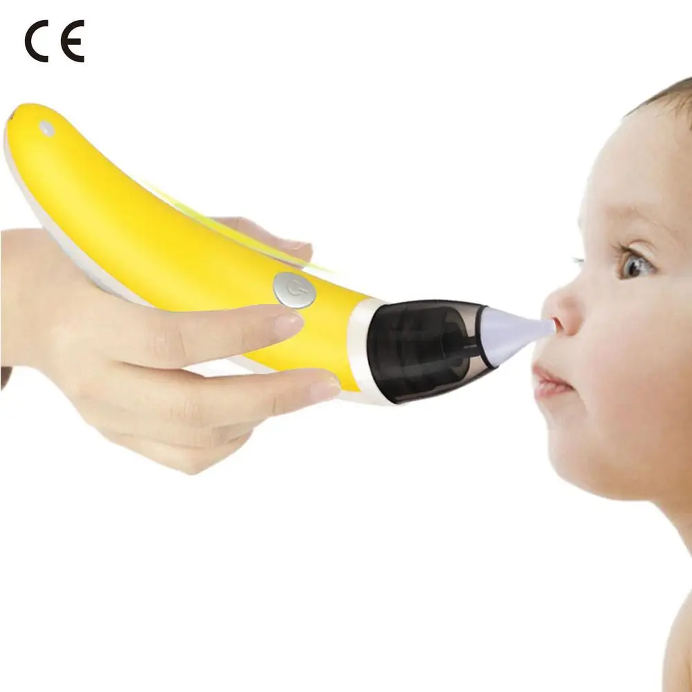 Детский носовой аспиратор, Электрический Безопасный гигиенический очиститель носа с 2 размерами кончиков носа и оральными соплями для новорожденных мальчиков и девочек - Цвет: Yellow