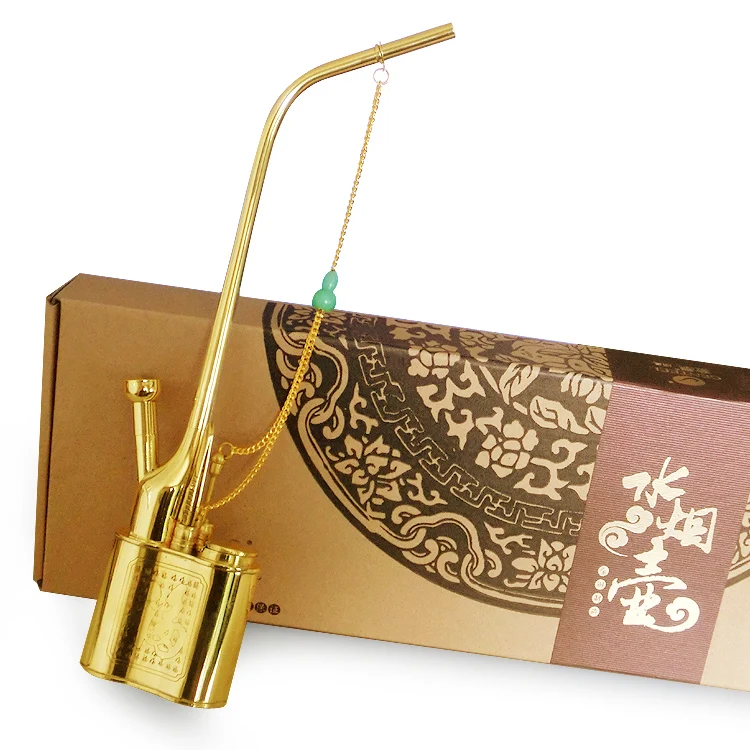

High Quality copper Vintage Large hookah water tobacco pipe Brass Cigarette holder Smoking Pipe With Gift Box