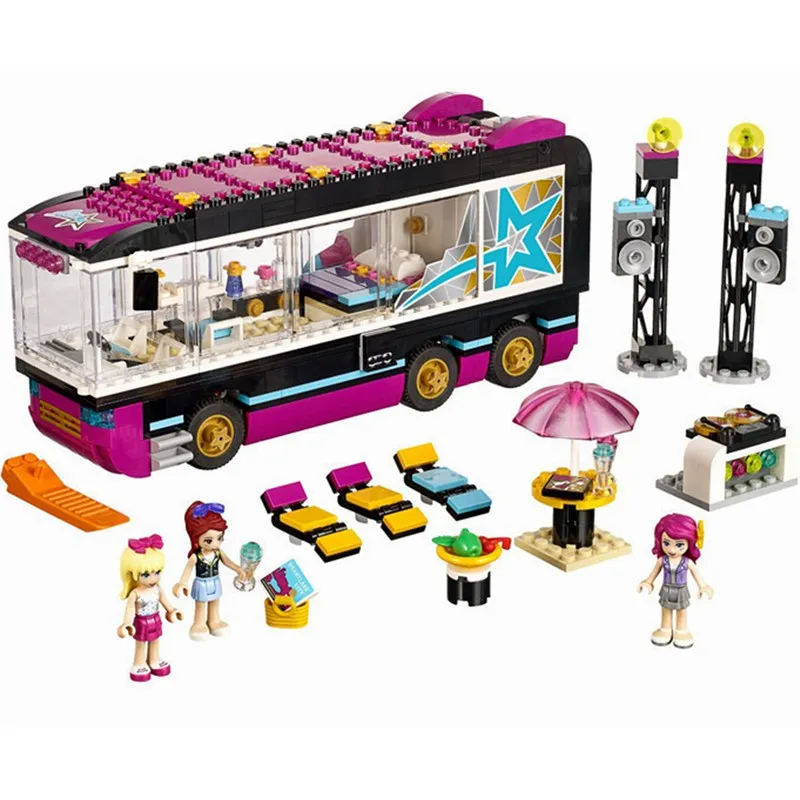 

684pcs Diy Compatible With Legoingly Girl Friends Series Pop Star Tour Game Bus Building Blocks Bricks Toys For Children Gifts