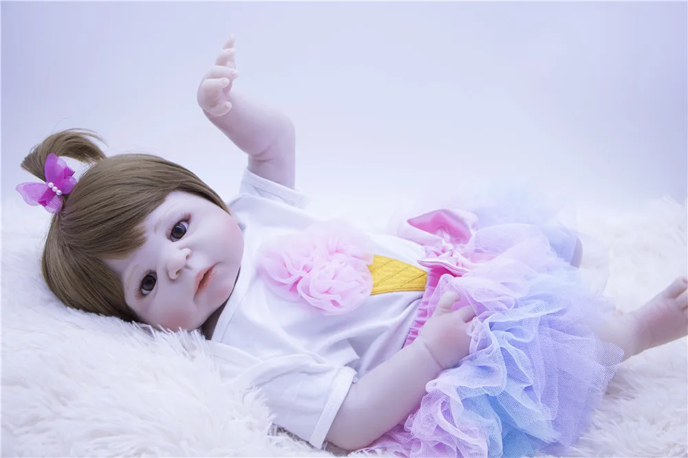 baby alive boneca toys 55cm silicone reborn baby dolls for children gift with princess dress toy DOLLMAI Non-toxic boutique doll