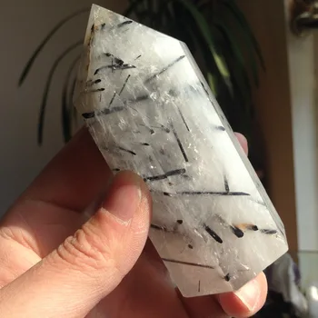 

TT56(307g) Natural Black Tourmaline Quartz Crystal Polished Wand Healing Wedding Decoration 2019 New Product
