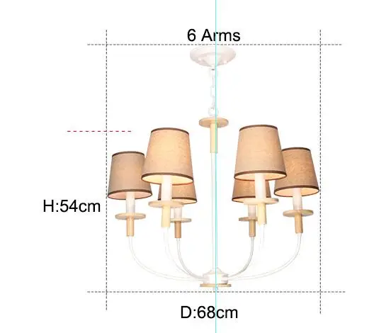 MDWELL скандинавский светодиодный светильник с тканевым абажуром для гостиной люстры светильник ing современный белый подвесной светильник для спальни - Цвет абажура: 6 Arms