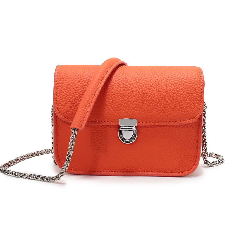 

2019 Summer Bag Famous Brands Genuine Leather Women Messenger Bag Fashion Chains Female Shoulder Bags Mini Flap Bag Candy Colors