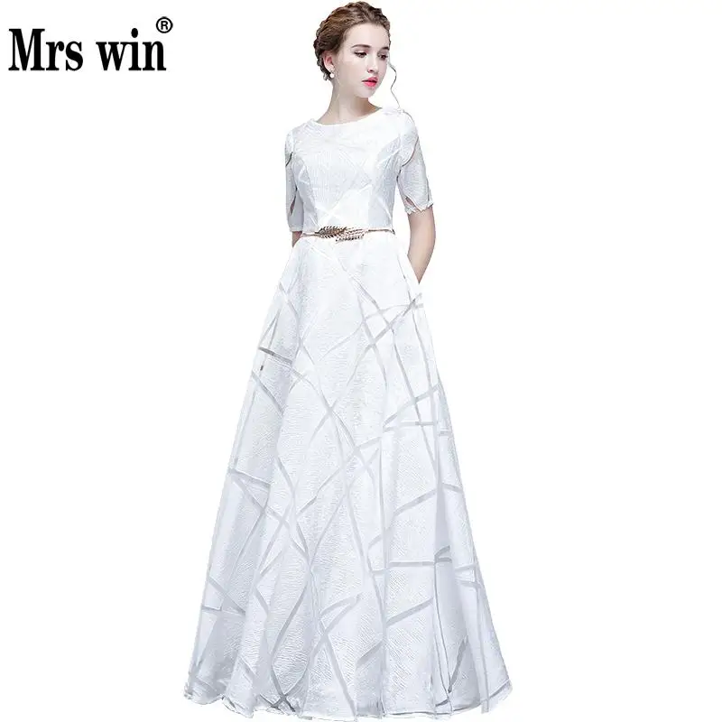 Long Elegant Evening Dresses 2018 New O-neck A-line Half Sleeve Candy Color Prom Party Vestidos Largos Elegantes X | Свадьбы и