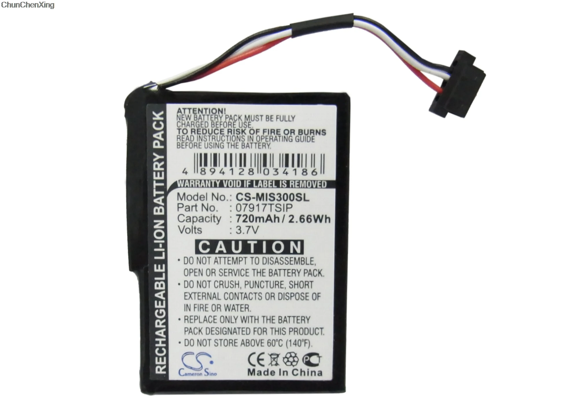

Cameron Sino 720mAh Battery for NAVMAN/Mitac Mio Spirit 300, S300, S305, S555, Spirit 305, Spirit 500 HF Traffic Europe