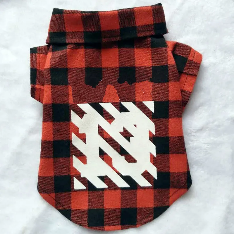 

Red Plaid Pet Shirt Dog Leisure Time T-Shirt French Bulldog Clothes Buttons Attached Lapel Clothes Uniquely Designed for Small
