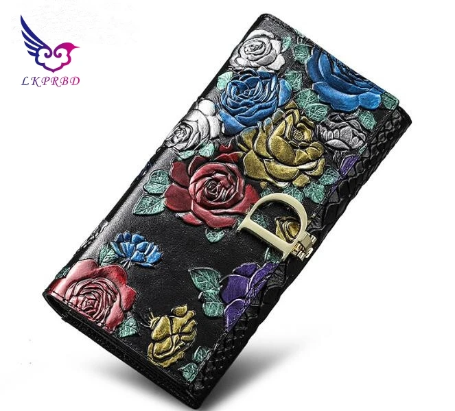 

Lkprbd 2018 fashion characteristic pattern printing quality brand women's wallet design leather zipper large multi Card Wallet