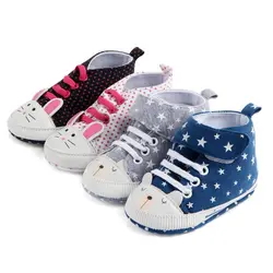 Популярные Классические Повседневное детская обувь первые ходоки малыша новорожденных в горошек для маленьких мальчиков и девочек