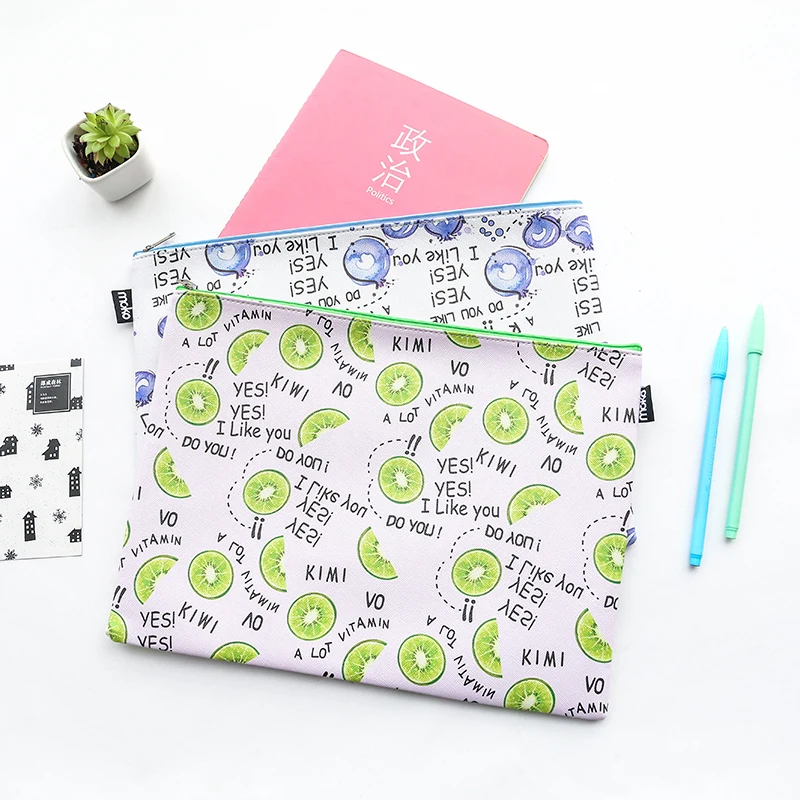 

Fresh Style Fruits Pattern A4 PU Leather File Folder Document Filing Bag Stationery Bag