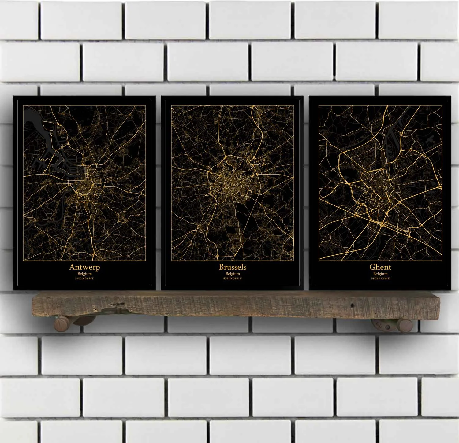 

Antwerp Brussels Ghent Belgium Map Poster