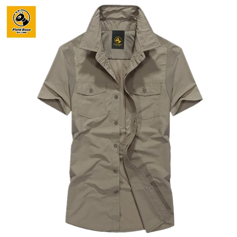 Field Base Summer Military Shirts Men Casual Short Sleeve Shirt Army