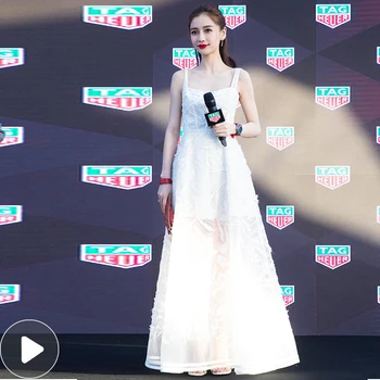 

2019 Dress Sexy Angelababy Celebrity Backless Spaghetti Strap Women Vintage Mesh Sleeveless Night Club Body con DressesWholesale