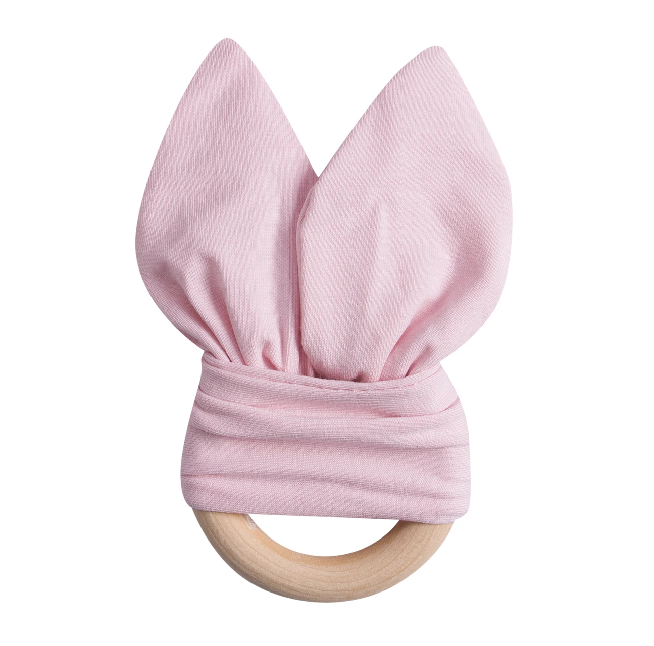 Мультяшные кольца с кроликами, клипсы для грызунок для новорожденных, безопасная, из дерева, натуральный Держатель для пустышки, сенсорные Детские Прорезыватели - Цвет: Lingt Pink