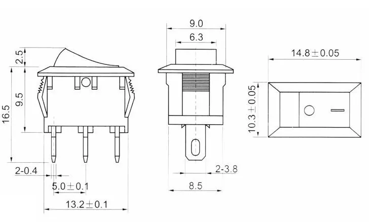 10 шт. ON/OFF кулисный переключатель, 117S 2-контактный 250V3A 125V6A ВКЛ-ВЫКЛ черный Пластик 2 Pin-код