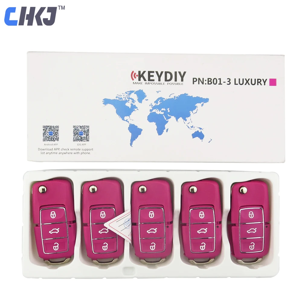 CHKJ 5pcs lot B01 3 Buttons KD900 Remote Key For KEYDIY KD900 KD900+ KD200 URG200 Mini KD Remote Control Locksmith Supplies-Rose