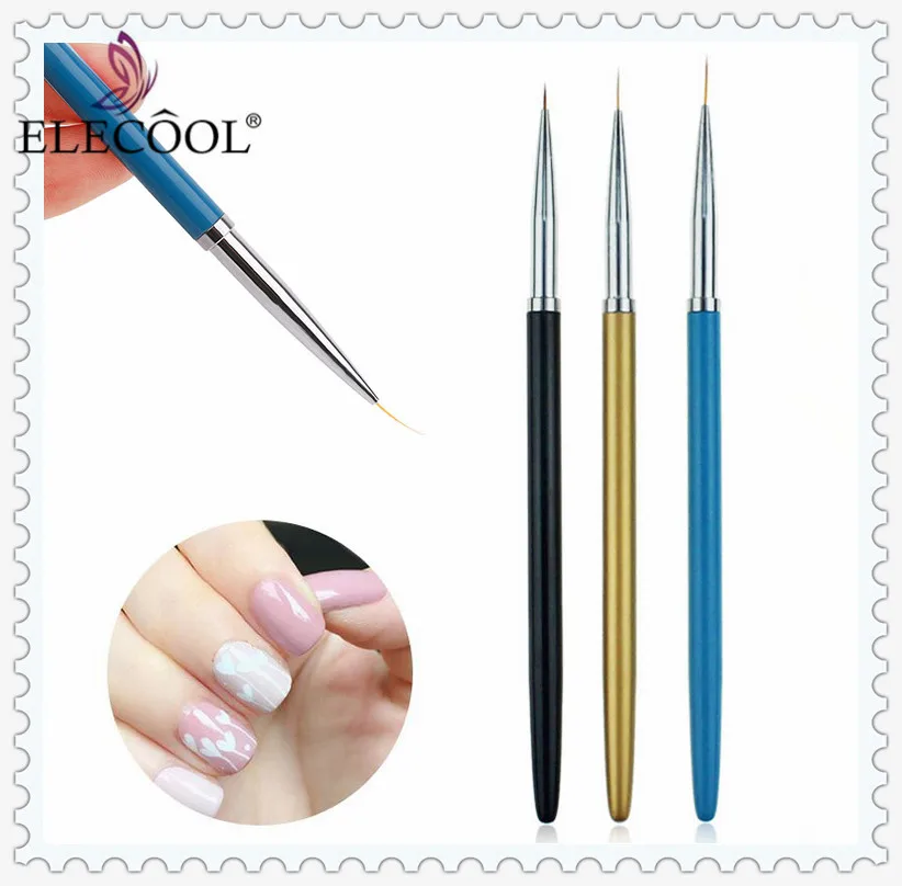 ELECOOL 3/1 шт Нейл-арт лайнер живопись кисточки для геля лак для ногтей, набор для маникюра Стразы акриловые деревянной ручкой полоса линии