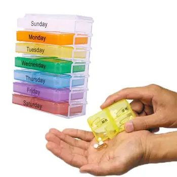 

1 Set Colorful Design Round Medicine Weekly Pill 7 Day Travel Storage Box Case Pill Boxes High Quality
