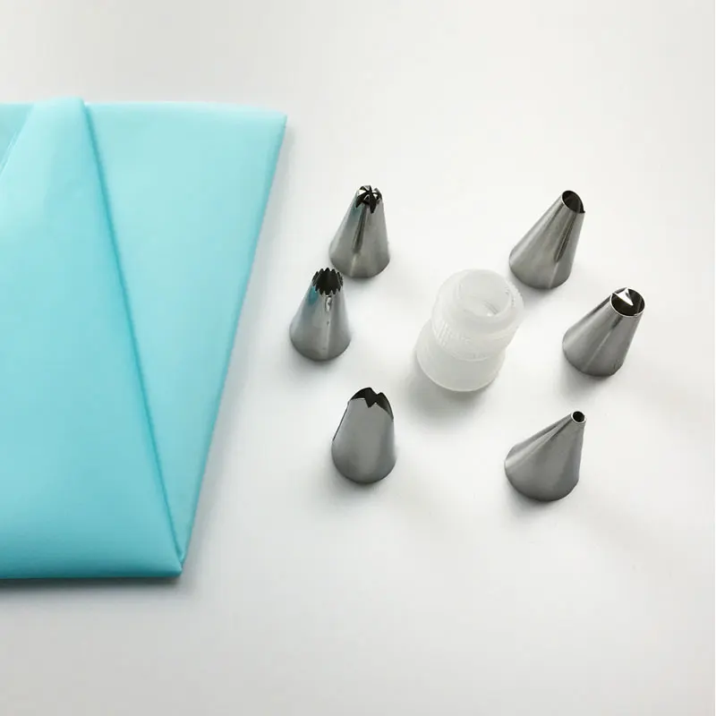 Z2-Hot-Silicone-Icing-Piping-Cream-Pastry-Bag-+-6-X-Stainless-Steel-Nozzle-Set-DIY-Cake-Decorating-Tips-Cupcake-Fondant-Sugarcraft-1