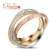 Three Color Wedding Band Solid 14k Gold 2.50ctw Diamonds Wedding Band Ring
