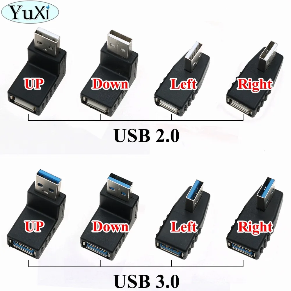 

YuXi Left/Right/UP/Down Angle 90 degree USB 2.0 Usb 3.0 Male to Female Adapter Extension Connector for Computer Notebook