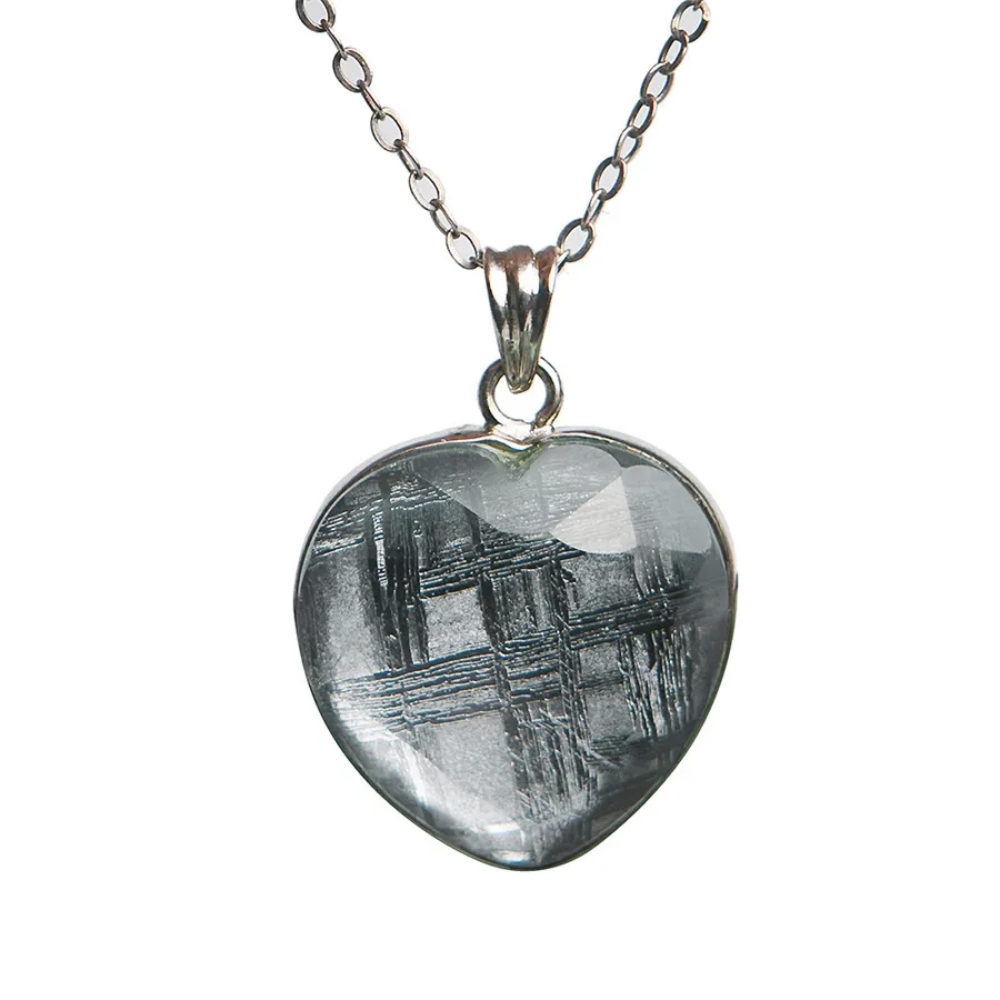 

Necklace Pendants Natural Gibeon Iron Meteorite Moldavite Women Men Necklace Heart Silver Pendant 20*19*11mm Drop Shipping