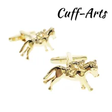 Golded Запонки мужские Жокейские лошади запонки для рубашки звенья подарки для мужчин ювелирные изделия Gemelos Bijoux Homme от Cuffarts C10186