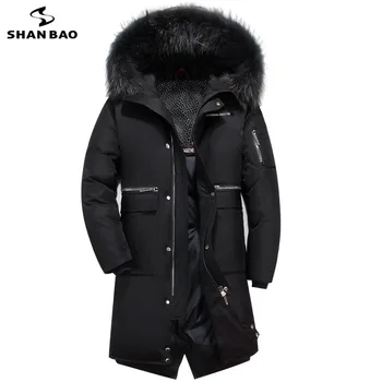 

Men and women can wear brand down jacket 2019 winter super thick warm luxury fur collar fashion men's hooded down jacket S-5XL