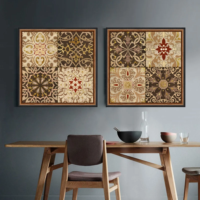 

Pattern decoration painting 4 lattice match posters and prints Middle Eastern Muslim India style canvas wall art for living room