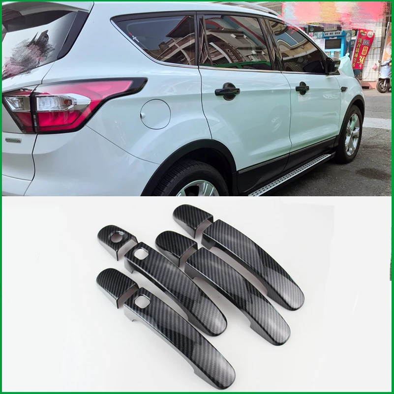 

For Ford Escape Kuga 2013-2018 ABS CARBON FIBER LOOK DOOR HANDLE BOWL COVER CAP STICKER TRIM MOLDING CAR STYLING AUTO PARTS