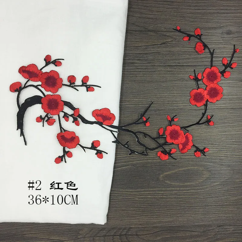 Han благородные цветы сливы вышивка патчи стикер для одежды Свадебные украшения на платье Утюг на Швейные Аппликации поставщиков 1 шт - Цвет: P134-2