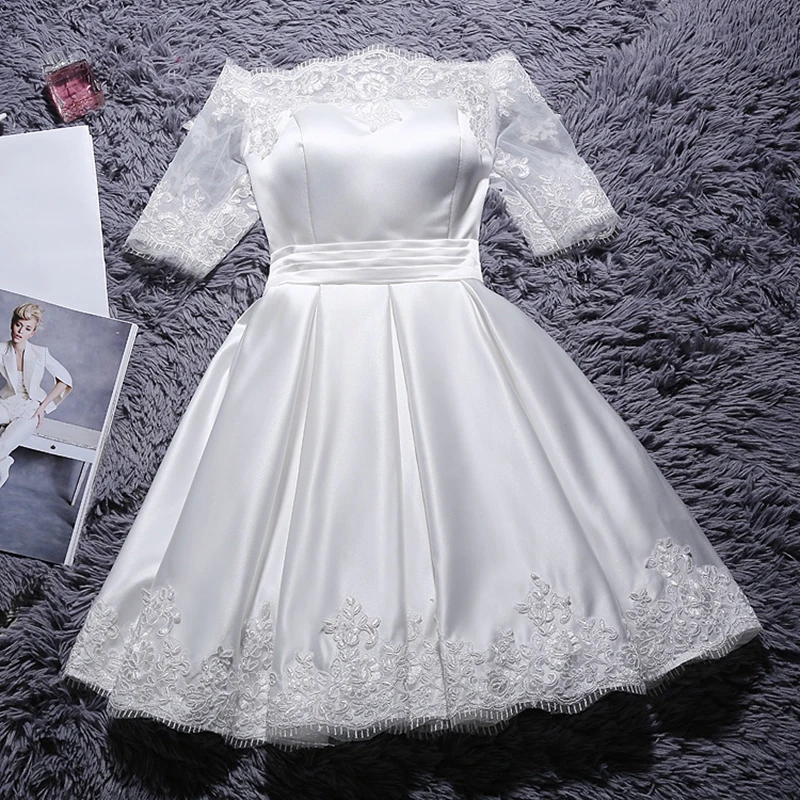 DongCMY/, короткие платья цвета шампанского для выпускного вечера, элегантные вечерние платья, атласное платье с коротким рукавом