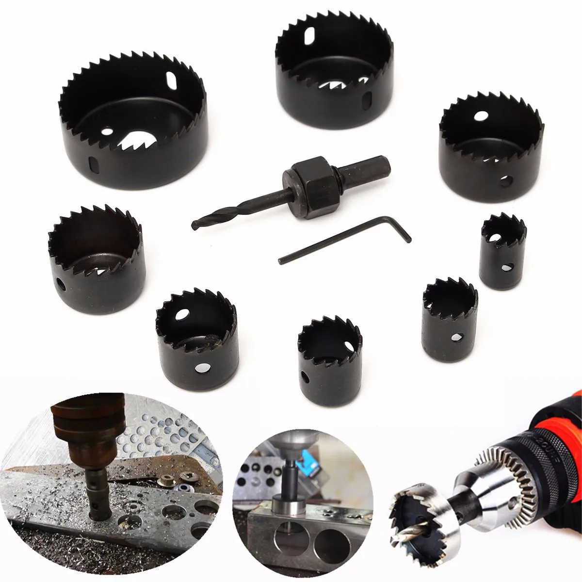 8 In 1 Twist Drill Bit Hole Saw PVC Cutter Set 19 64mm Cutting safely