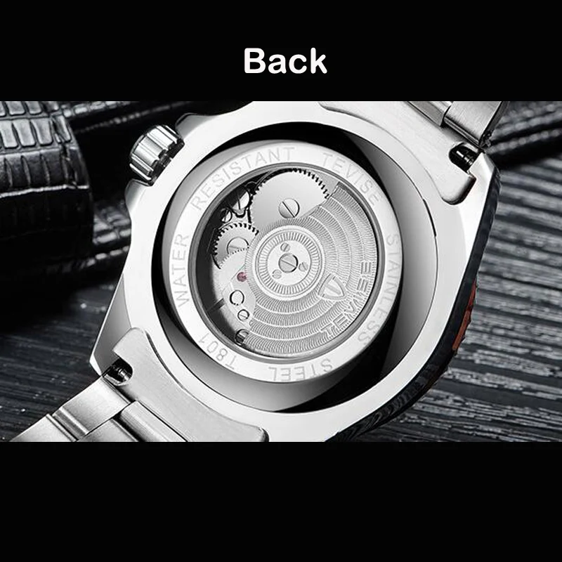 Модные брендовые механические часы TEVISE, мужские автоматические Модные Роскошные наручные часы с ремешком из нержавеющей стали для бизнеса