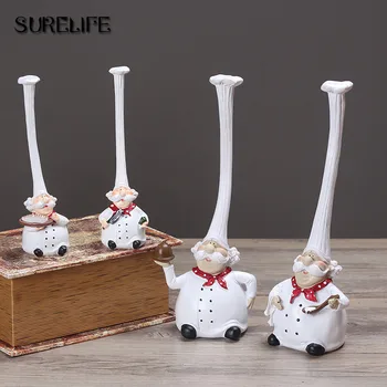 

2Pcs/Set Resin Kitchen Chef Figurine Cake Bakery Chef Miniature Cook Statue Home Kitchen Restaurant Bar Cafe Desk Decor