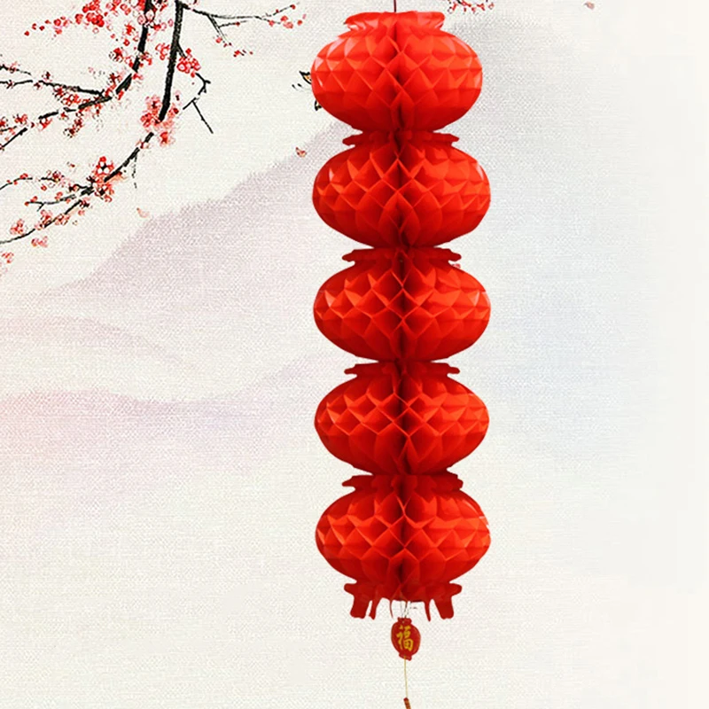 Китайский Стиль пять строка благословение красный Бумага Фонари Happy год Китай Декор в гостиную висит Украшения тема фестиваля