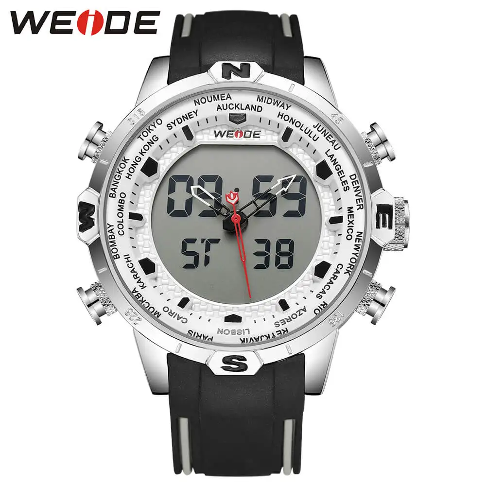 

WEIDE Genuine LCD digital waterproof men's watches top luxury brand clock saat fitness bracelet Analog Black strap digital hours