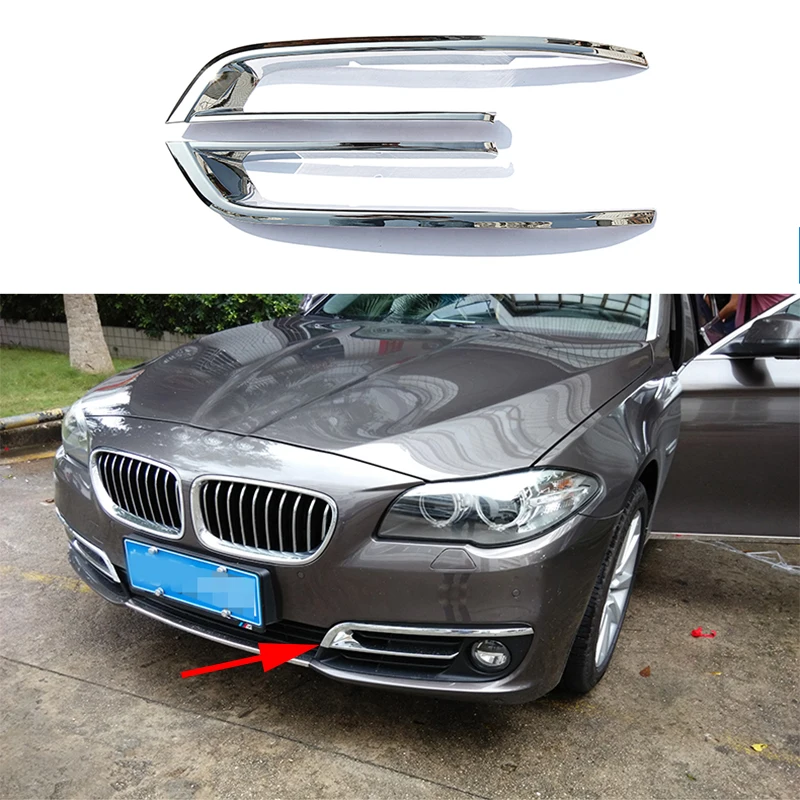 2pcs Chrome ABS Front Fog light Lamp Trim Frame Cover For BMW 5 Series F10 2014 2016in Interior