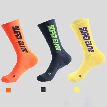 

Mens Thicken Towel Bottom Basketball Mid-Calf Long Socks Contrast Color Letters Sweat Deodorant Sports Running Athletic Hosiery