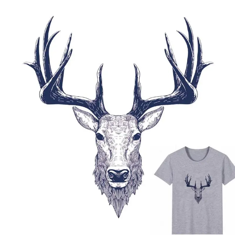 

23x24cm/7x7cm Animal deer Iron On Stickers Washable Appliques A-level Patches Heat Transfer For T-shirt DIY Accessory Clothes