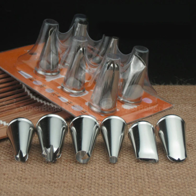 6pcs Stainless Steel Nozzle Set Cake Decorating tips Set Cream Pastry