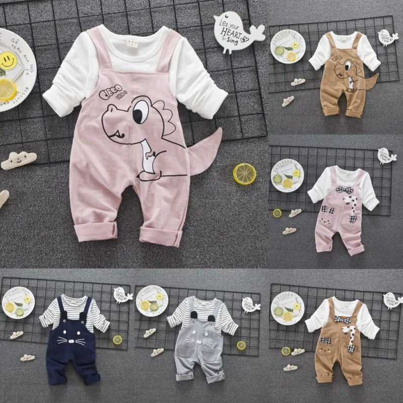 

Children's Clothes 2019 Spring and Autumn Clothes Boy's Two-piece Bib Long-sleeved Suit 0-4Y Toddler Boy Clothes
