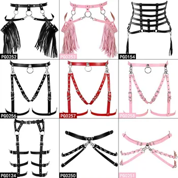 

Harajuku Gothic Garter Belt Leather Fashion Harness Women Strappy Cage Metal Chain Legging Belts Tassel Lingerie Adjustable Wear