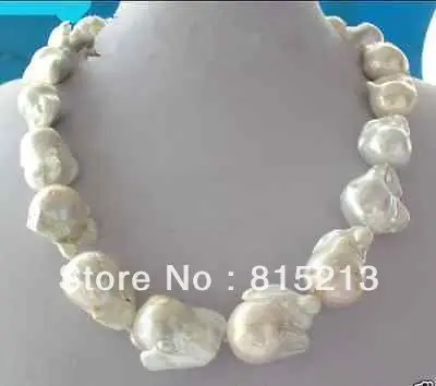 

ddh001781 REAL HUGE AAA SOUTH SEA WHITE BAROQUE PEARL NECKLACE 18